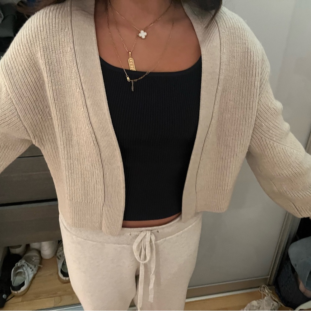 Aritzia Cream Open-Front Cardigan